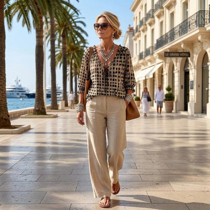 Blouse Bohème Chic à Col Noué