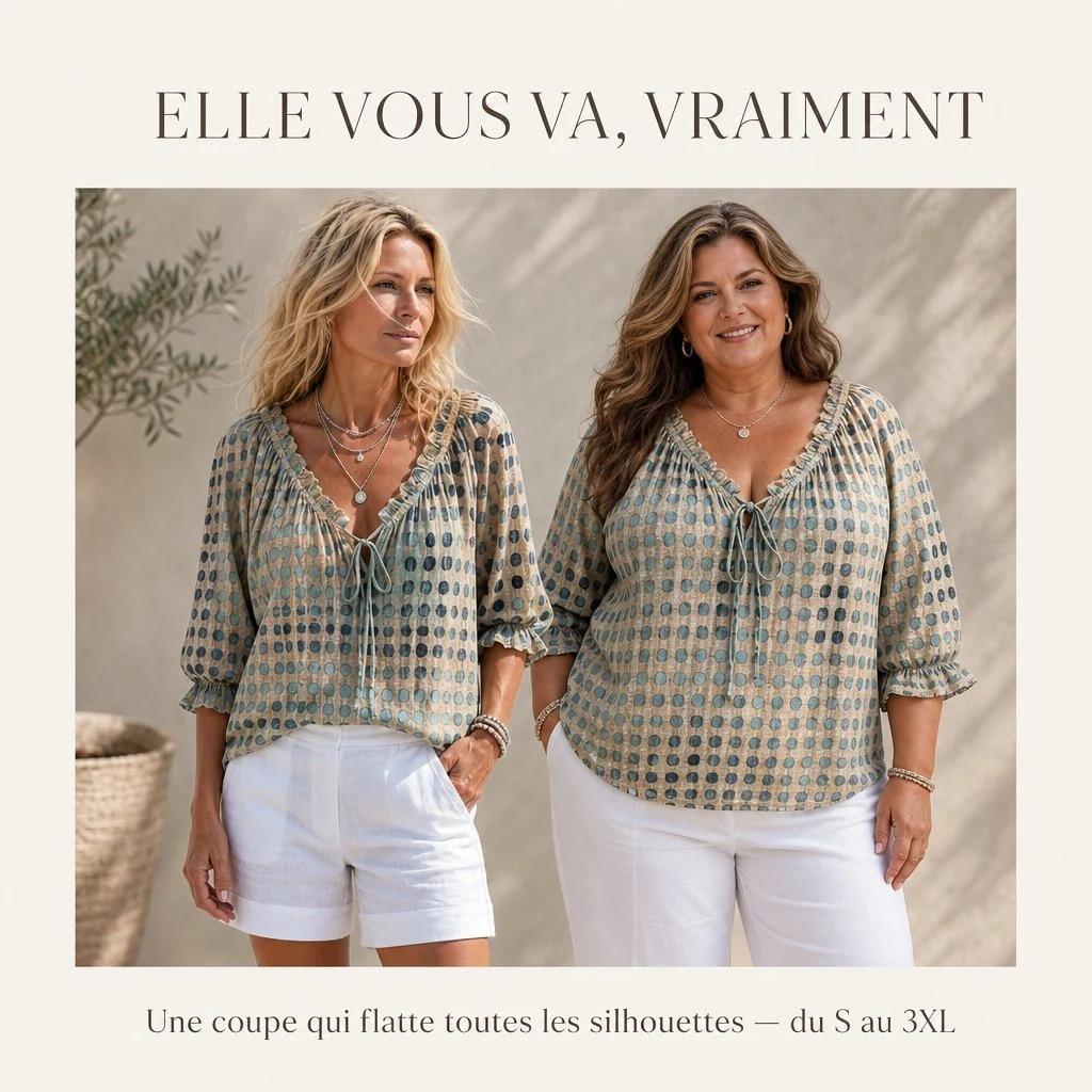 Blouse Bohème Chic à Col Noué